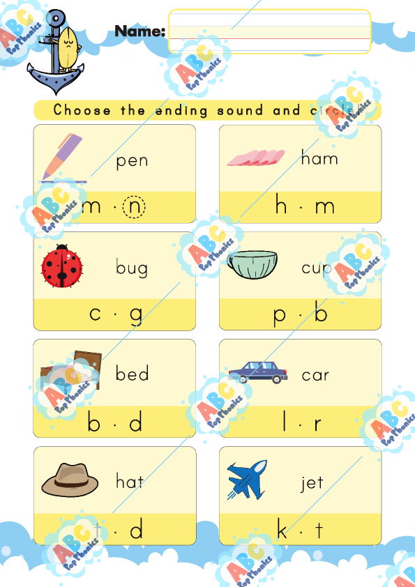 Ending sounds worksheet 20