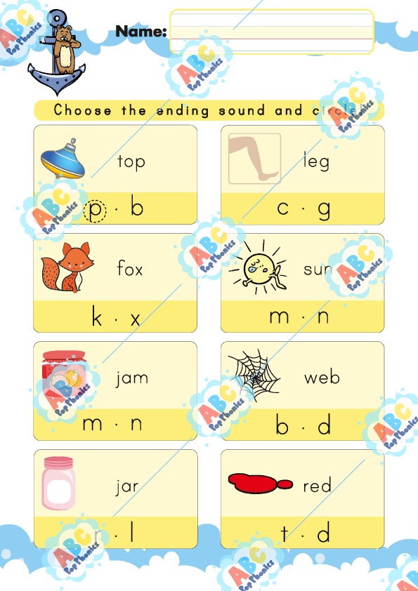 Ending sounds worksheet 21